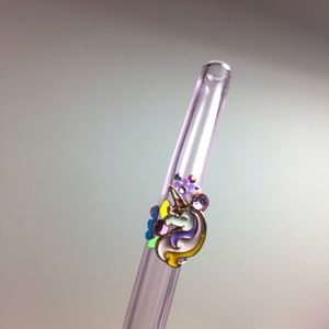 Swarovski Crystal & Unicorn Charm Straw